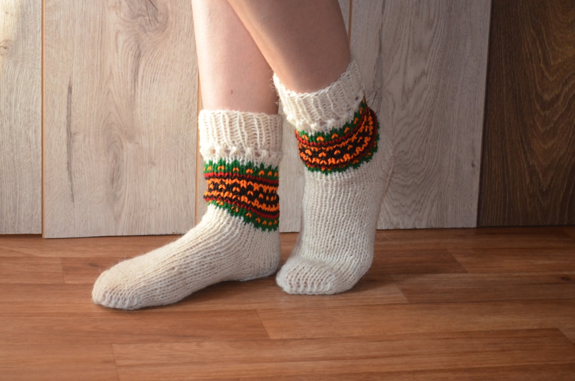 Wool Socks Handmade 100 Sheep Wool Handmade Socks Warm Etsy