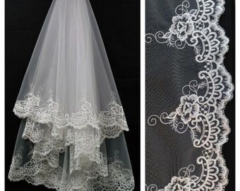 Elegant wedding veils for bride boho Wedding full chapel length veil