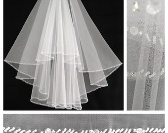 Ukrainian wedding veil Beaded Wedding Veil crystal veil, wedding veil, Beaded Ivory Bridal Veil