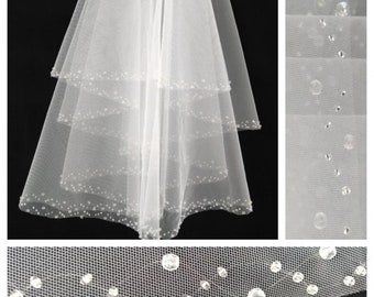 Modern Ukrainian wedding veil Beaded Wedding Veil crystal veil wedding veil Beaded Bridal Veil