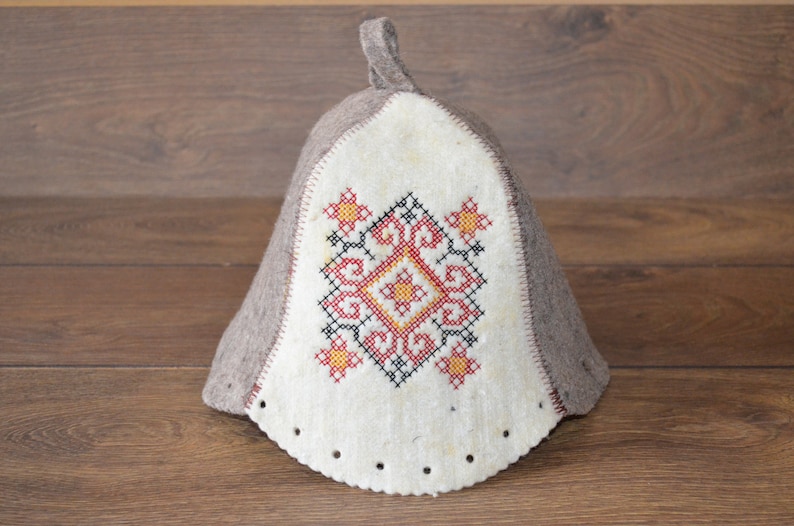 Ukrainian sauna hats banya hat ukraine original gift , bath hat made wool felt unisex steam bath, sauna, spa gifts the image 4