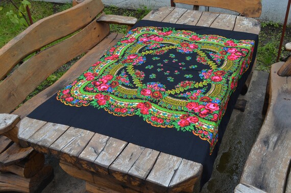 VINTAGE Woolen shawl great times USSR Russian Wool