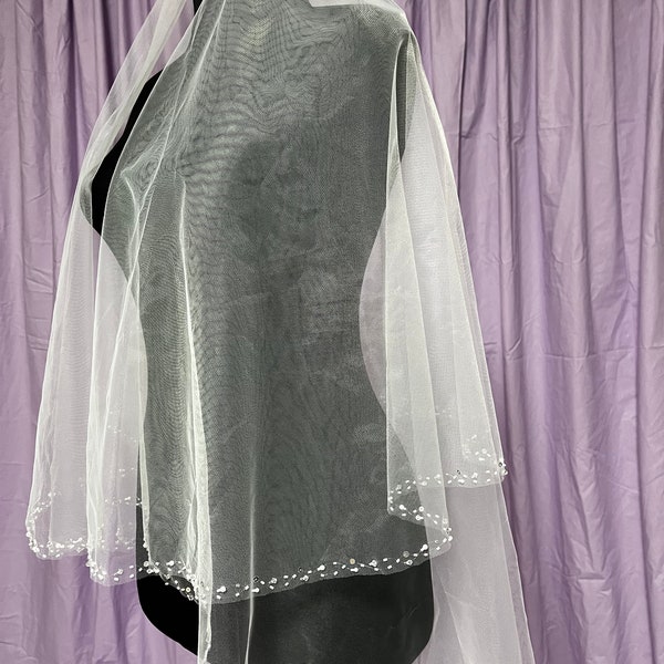 Modern soft  wedding veil beaded Ukrainian wedding veil beaded Bridal Veil