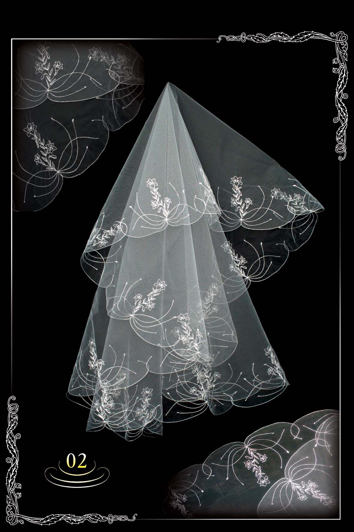 Modern Wedding Veil Embroidered Wedding Veil Trim Bridal Veil Fingertip Veil Long Bridal Veil Etsy