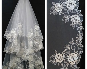 Bridal veil full chapel length veil , Classic Elegant Veil, Wedding veil