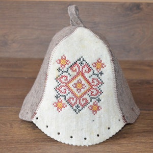 Ukrainian sauna hats banya hat ukraine original gift , bath hat made wool felt unisex steam bath, sauna, spa gifts the image 3