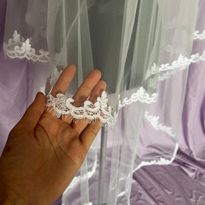 Ukrainian wedding veil eil lace edge bridal veil wedding cathedral long veil royal tier chapel length soft fingertip veils zdjęcie 6