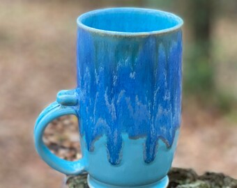 Handmade pottery mug - wheel thrown pottery mug - carved mug - clay mug