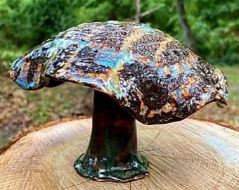 Handmade ceramic mushroom sculpture, mushroom pottery, ceramic sculpture, mushroom pottery sculpture, mushroom art