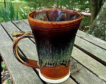 Handmade pottery mug, wheel thrown pottery mug, ceramic coffee cup