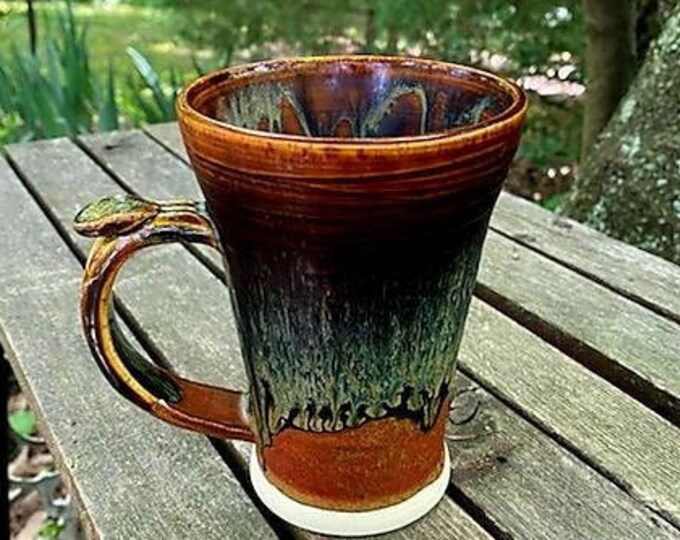 Handmade pottery mug, wheel thrown pottery mug, ceramic coffee cup