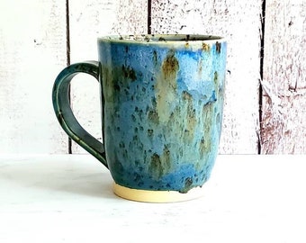 Handmade pottery mug, wheel thrown pottery mug, ceramic latte cup