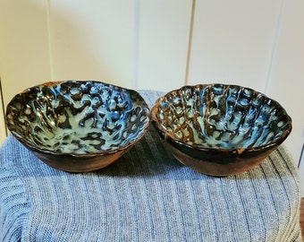 Handmade wheel thrown ceramic bowl, pottery salad bowl, snack bowl, cereal bowl