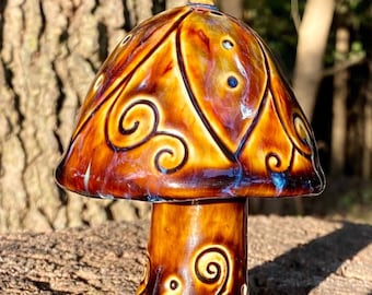 Ceramic mushroom sculpture, mushroom pottery, ceramic sculpture, mushroom pottery sculpture, mushroom art