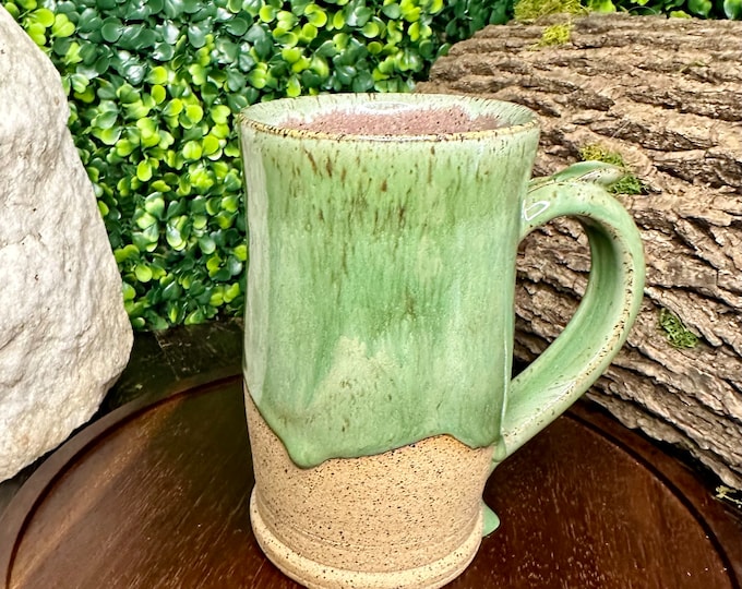 Handmade pottery mug, wheel thrown pottery mug, ceramic coffee cup with handle