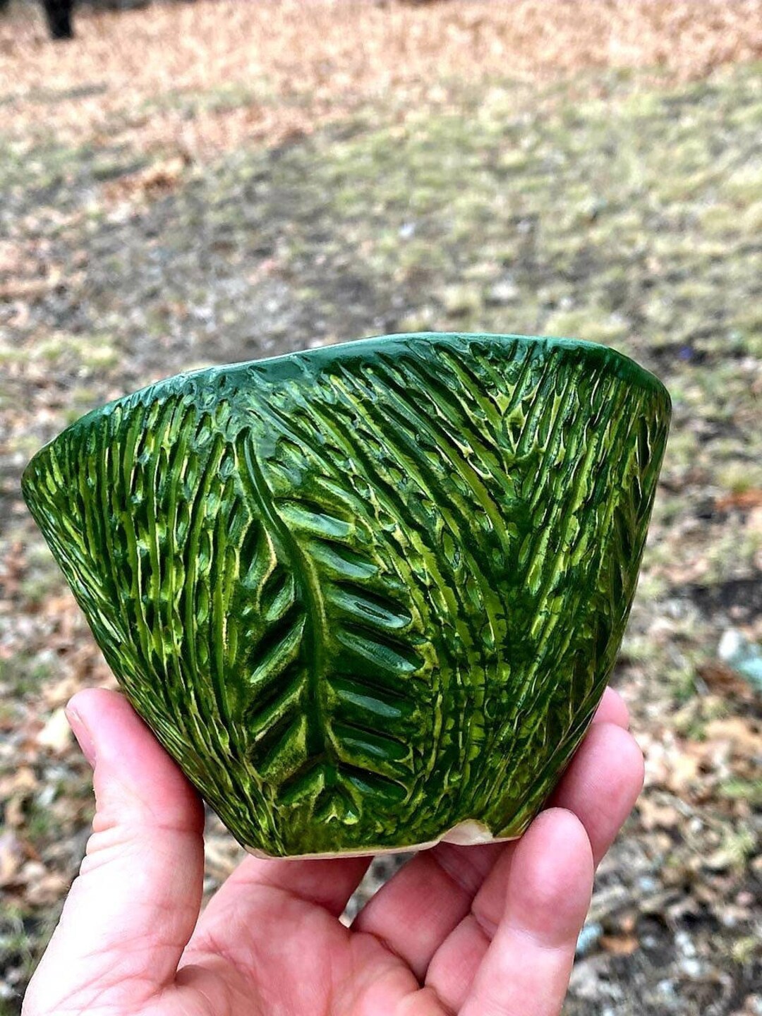 Wheel Thrown Hand Carved Oddish Planter, Planter Pot With Drainage ...