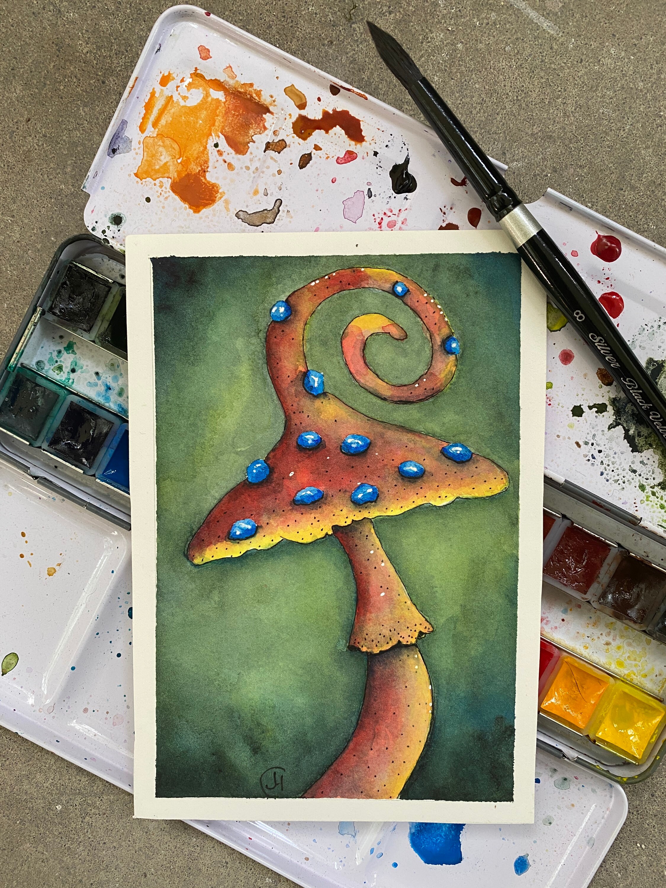 Mushroom painting mushroom art whimsical mushroom fantasy | Etsy