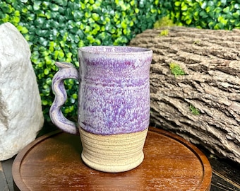 Handmade pottery mug, wheel thrown pottery mug, ceramic coffee cup with handle