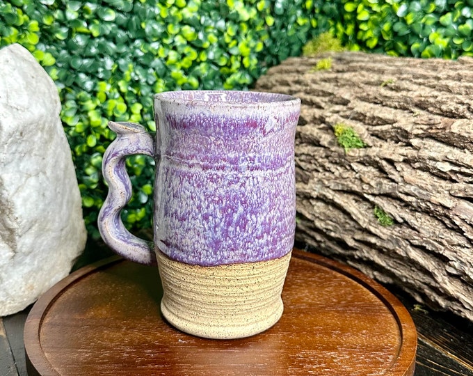 Handmade pottery mug, wheel thrown pottery mug, ceramic coffee cup with handle