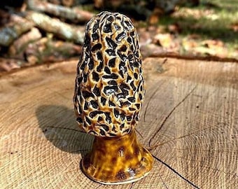 Ceramic Morel mushroom sculpture, mushroom pottery, ceramic sculpture, mushroom pottery sculpture, mushroom art