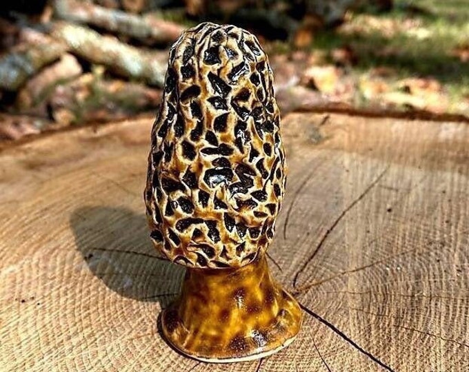 Ceramic Morel mushroom sculpture, mushroom pottery, ceramic sculpture, mushroom pottery sculpture, mushroom art