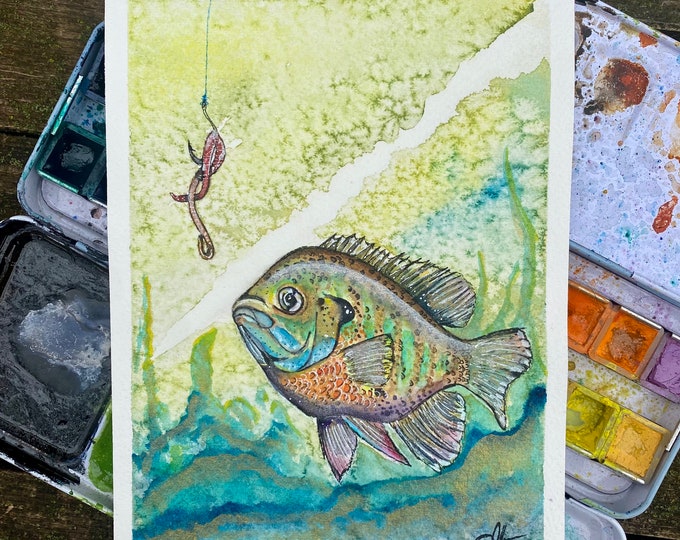 Original watercolor painting sunfish “memories”