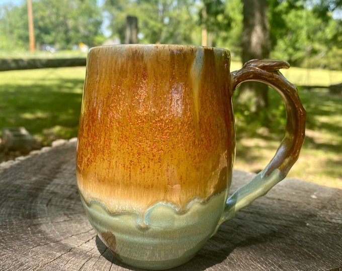 Handmade pottery mug, wheel thrown pottery mug, ceramic coffee cup