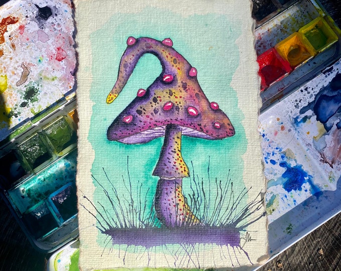 Whimsical fantasy mushroom painting