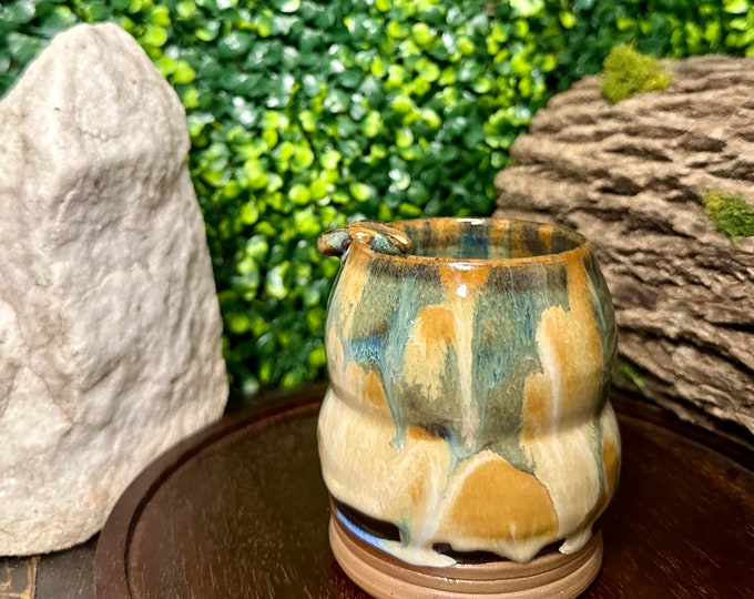 Artisan-crafted handmade ashtray inspired by Seth Rogen, wheel thrown pottery ashtray, watercolor cup and paintbrush holder