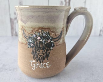 Custom Name Highland Cow Mug