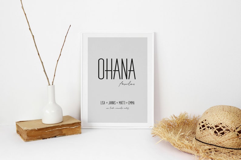 OHANA FamilienPoster personalisiert mit Namen OHANA heißt Etsy.de