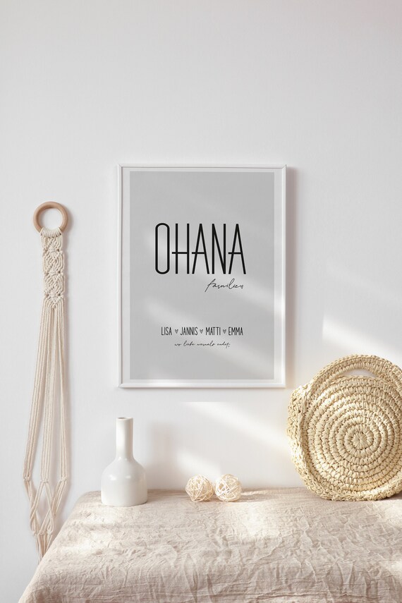 OHANA FamilienPoster personalisiert mit Namen OHANA heißt Etsy.de