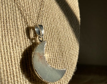 Crescent Moon Mountains Scenery Pendant - Nickel Free, Sterling Silver Plated main image 1