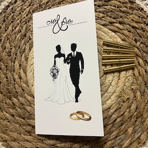 Défi d'épargne de mariage | Carte pliante | Défi à gratter | Défi de l'épargne lâche | Mariée | A6 | Budget | Classeur | Méthode enveloppe