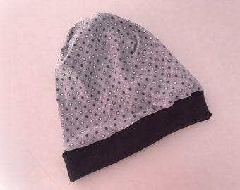 Beanie Mütze Sterne grau KU 48 - 50 cm