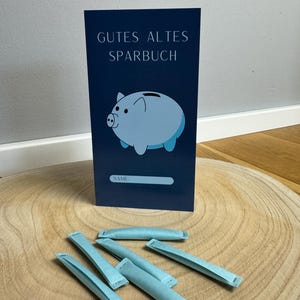 Sparchallenge „Gutes altes Sparbuch“ | 3er Klappkarte | Rubbelchallenge  | Lose | Abstreichen | A6 | Umschlagmethode