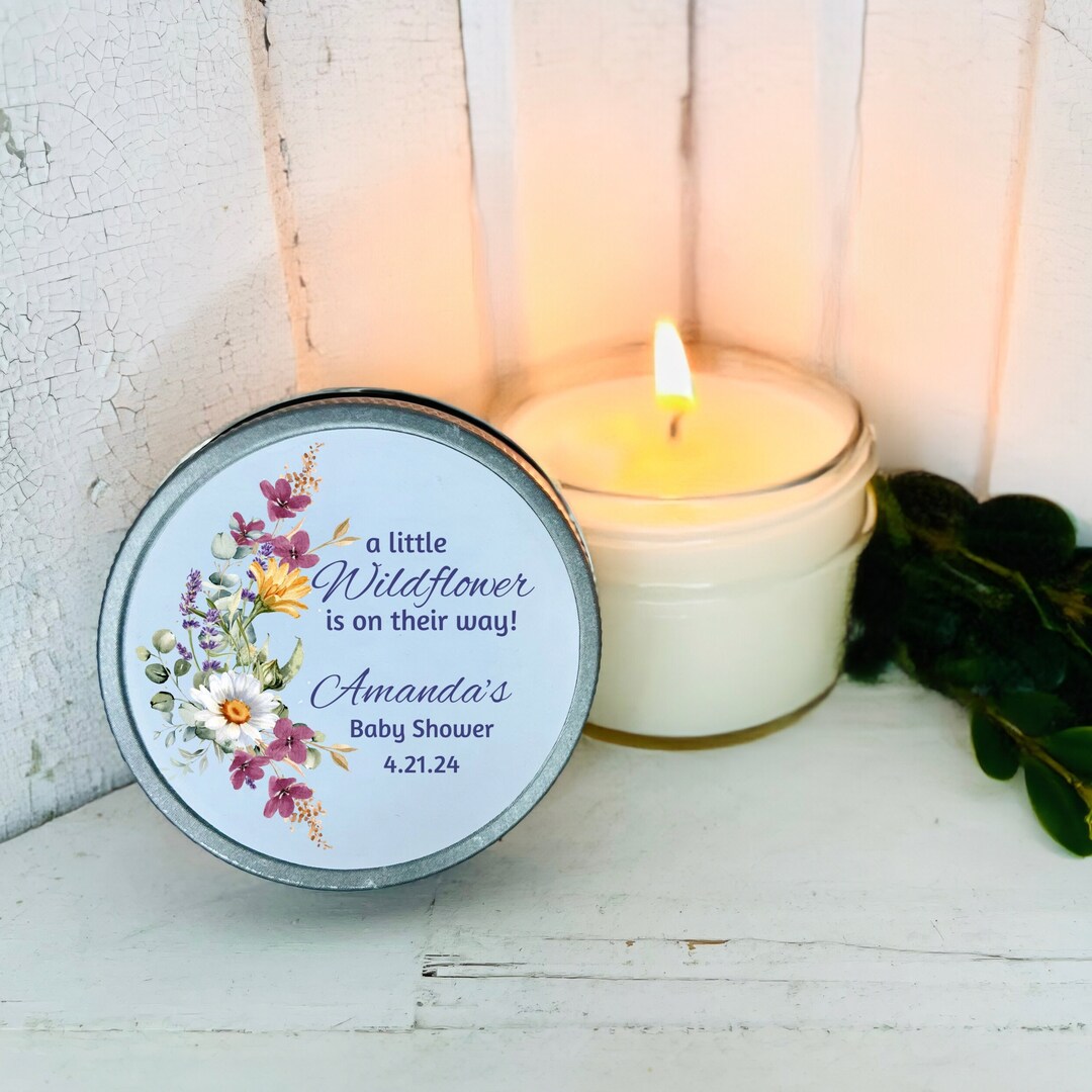Set of 12 Bulk Baby Shower Favors Soy Candle Jar Favor Custom Baby