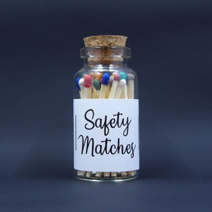 Apothecary Matches | Multicolor Safety Matches | Glass Jar Matches | Match Holder | Candle Matches | Match Jar | Matchsticks | Wood Matches