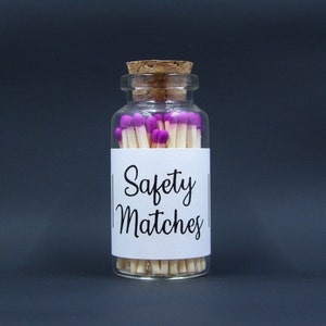 Apothecary Matches | Hot Pink Safety Matches | Glass Jar Matches | Match Holder | Candle Matches | Match Jar | Matchsticks | Wood Matches