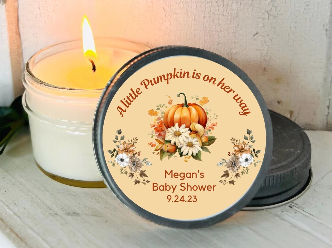 Pumpkin Baby Shower Favors | Personalized Soy Candle Gifts - Etsy