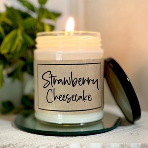 Scented Candles Strawberry Cheesecake Strawberry Scent Dessert Candle Cheesecakes Desserts Strawberry Fragrance Jar Candle