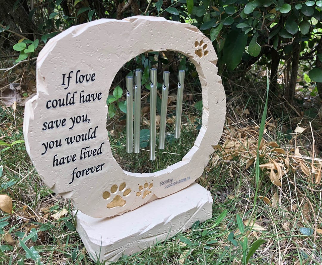 Pet Memorial Stones Like With Wind Chimes,personalized Dog Memorial