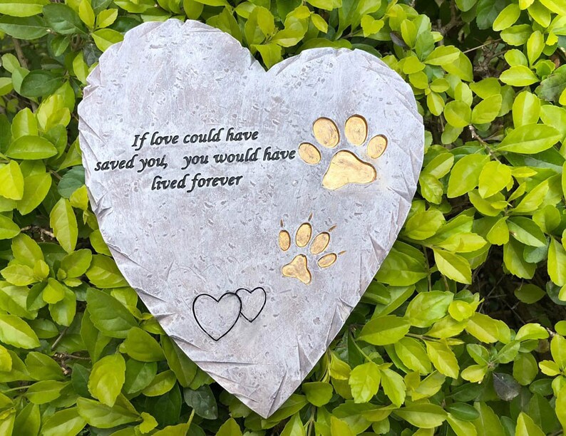 Heart Shaped Dog and Cat Pet Memorial Resin Stonespet Grave Etsy