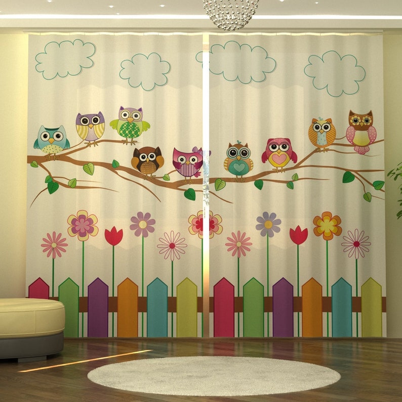 Curtain Panels Owl Curtains Teen Room Decor Modern Room Decor Window Curtain Bedroom Curtains Owl Decor Owl Nursery W114 Xh96 Inches