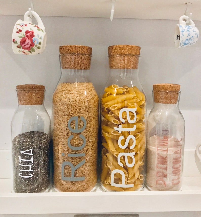Personalised Kitchen Food Storage Glass Slim Jars With Stopper Etsy