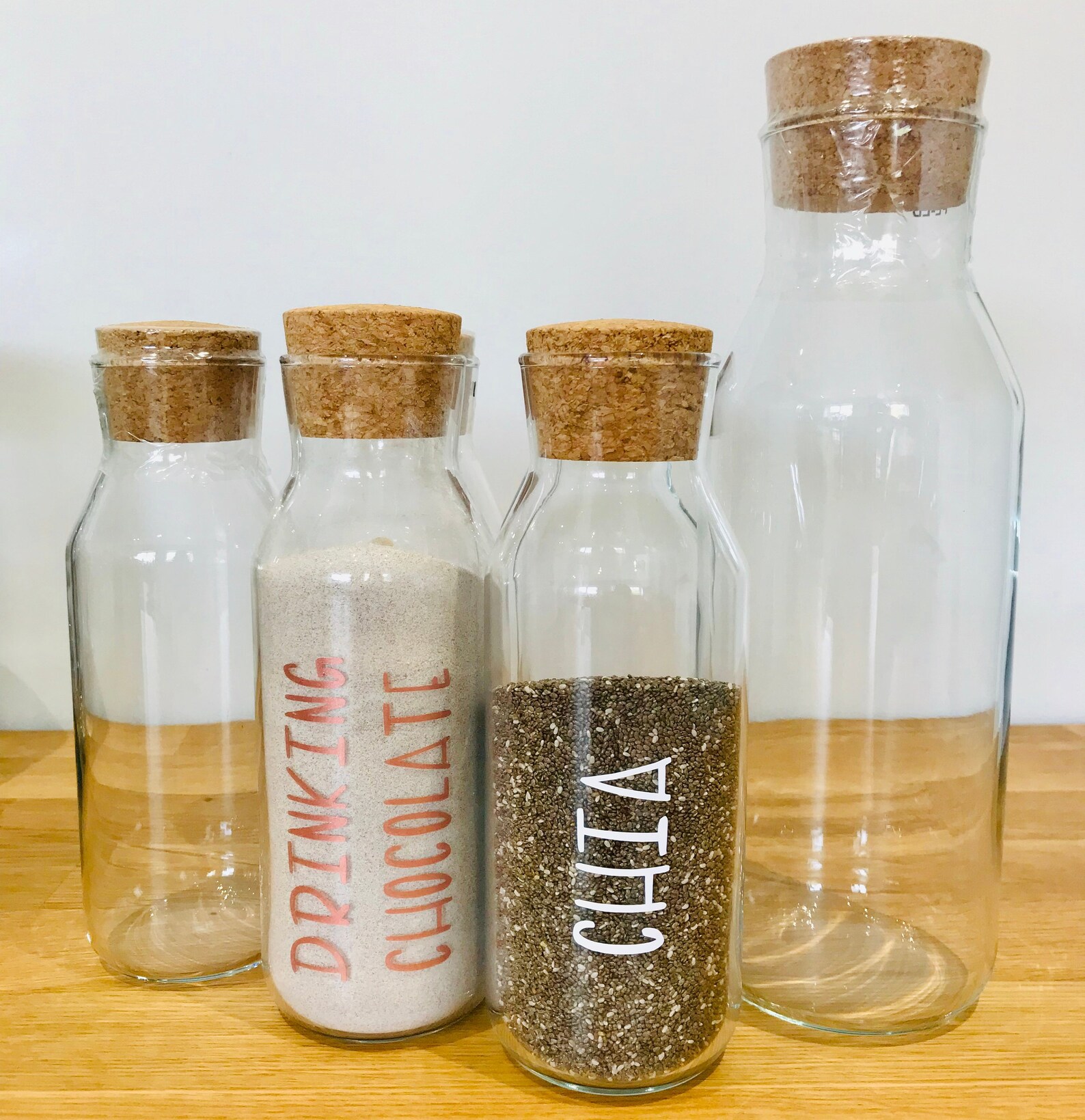 Personalised Kitchen Food Storage Glass Slim Jars With Stopper Etsy