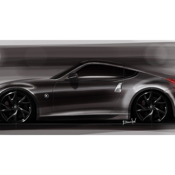 Nissan 370Z digital car art drawing print