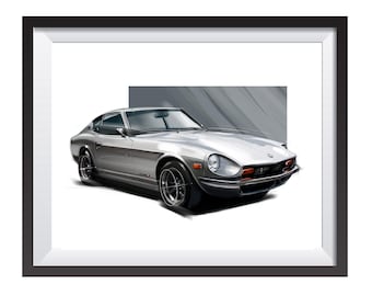 Datsun 280Z digital drawing print by Adrian Dewey