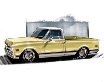 Personalised Original digital car drawing painting