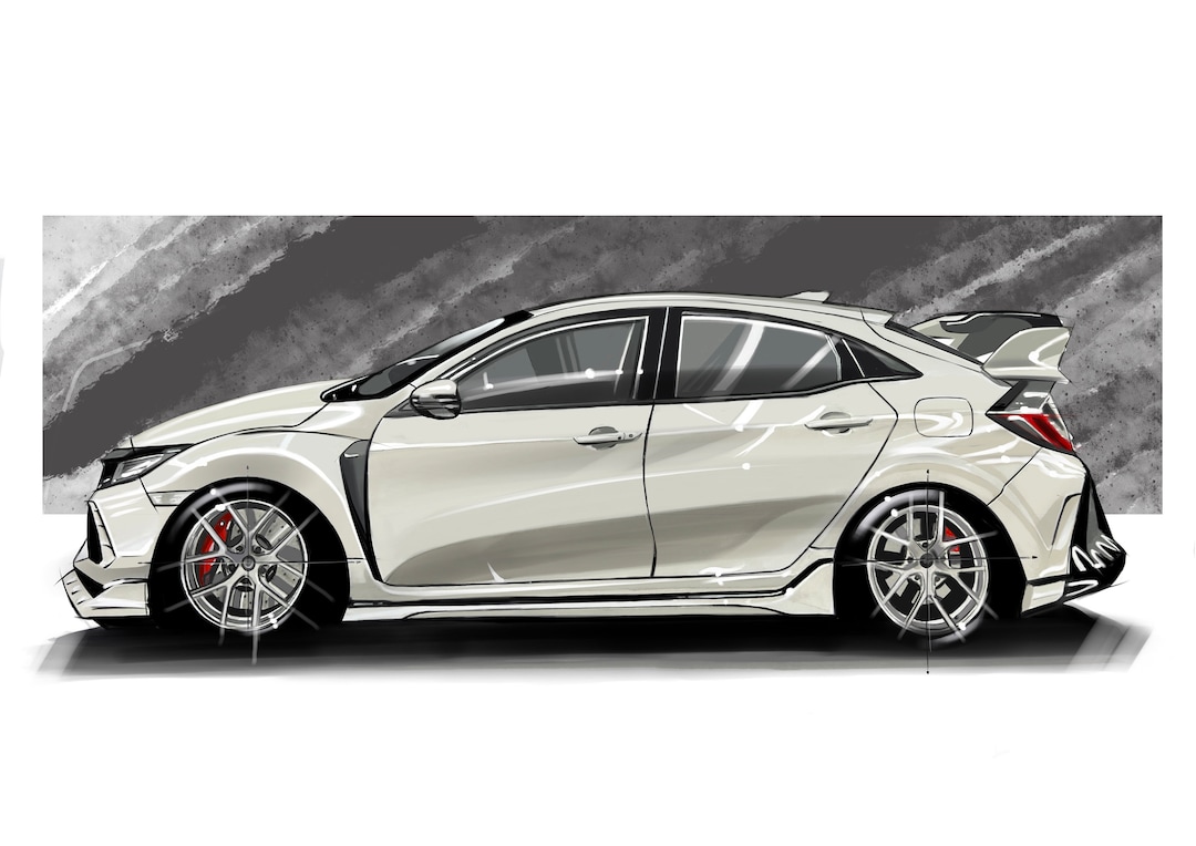 How To Draw Honda Civic Type R 2021 Car Drawing Modifiyeli Honda Civic ...
